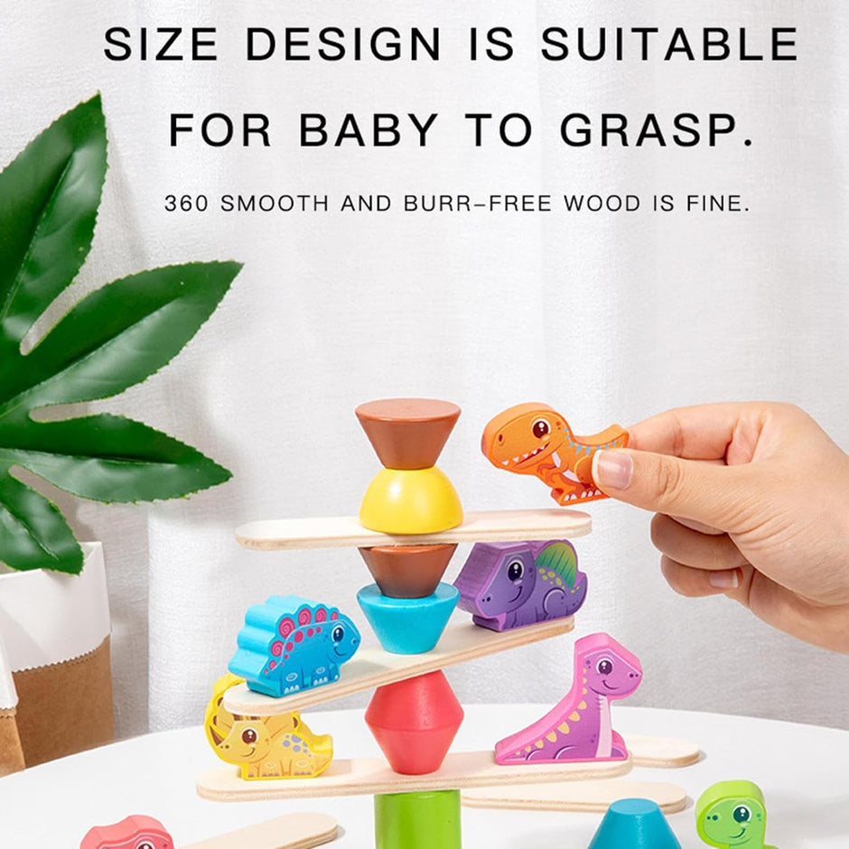 Desafío DinoBalance – Juego de Apilamiento de Dinosaurios en Madera