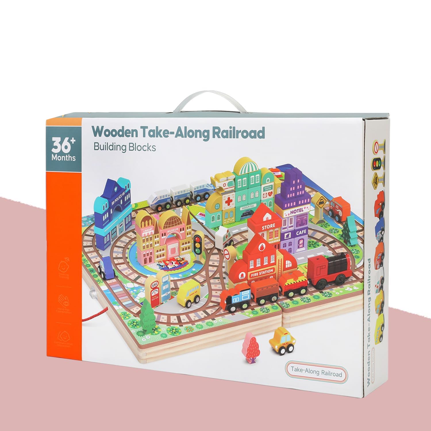 Ciudad en Movimiento – Maletín de Construcción y Trenes de Madera