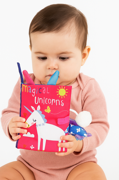 Libro Sensorial de Tela “Magical Unicorns” – Descubre el Mundo de los Unicornios