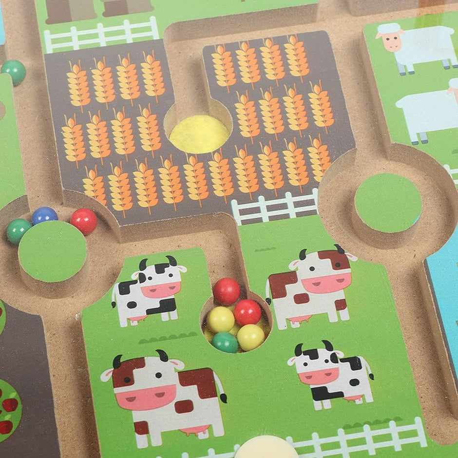 Laberinto de la Granja – Tablero Magnético Montessori para Clasificación y Coordinación