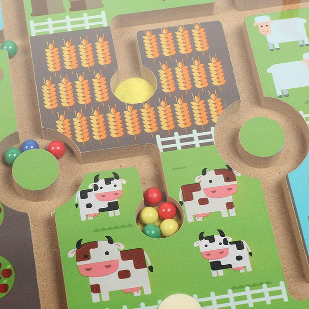 Laberinto de la Granja – Tablero Magnético Montessori para Clasificación y Coordinación