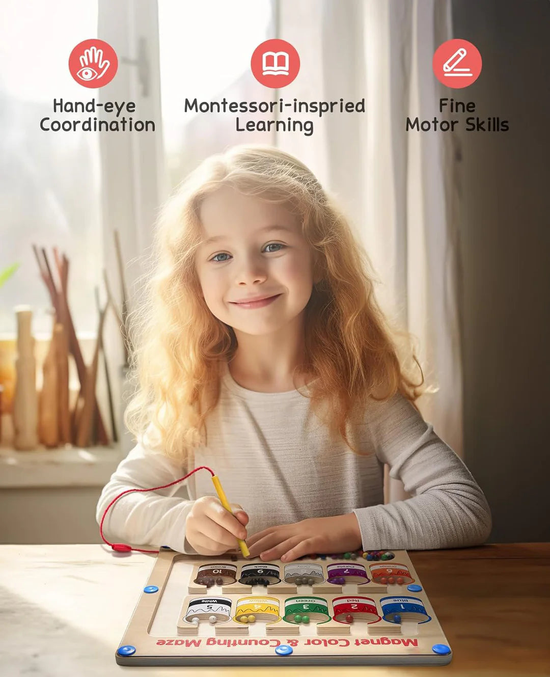 Pequeños Artistas – Tablero Magnético Montessori para Contar y Clasificar con Pinturas