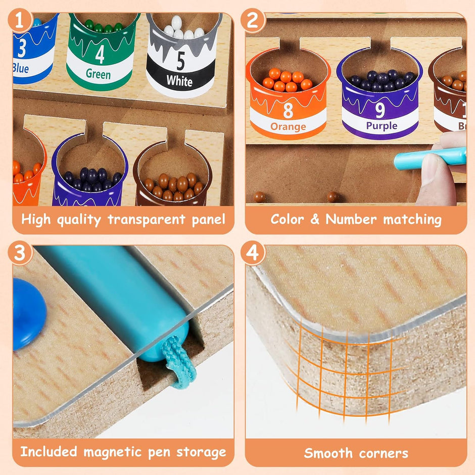 Pequeños Artistas – Tablero Magnético Montessori para Contar y Clasificar con Pinturas