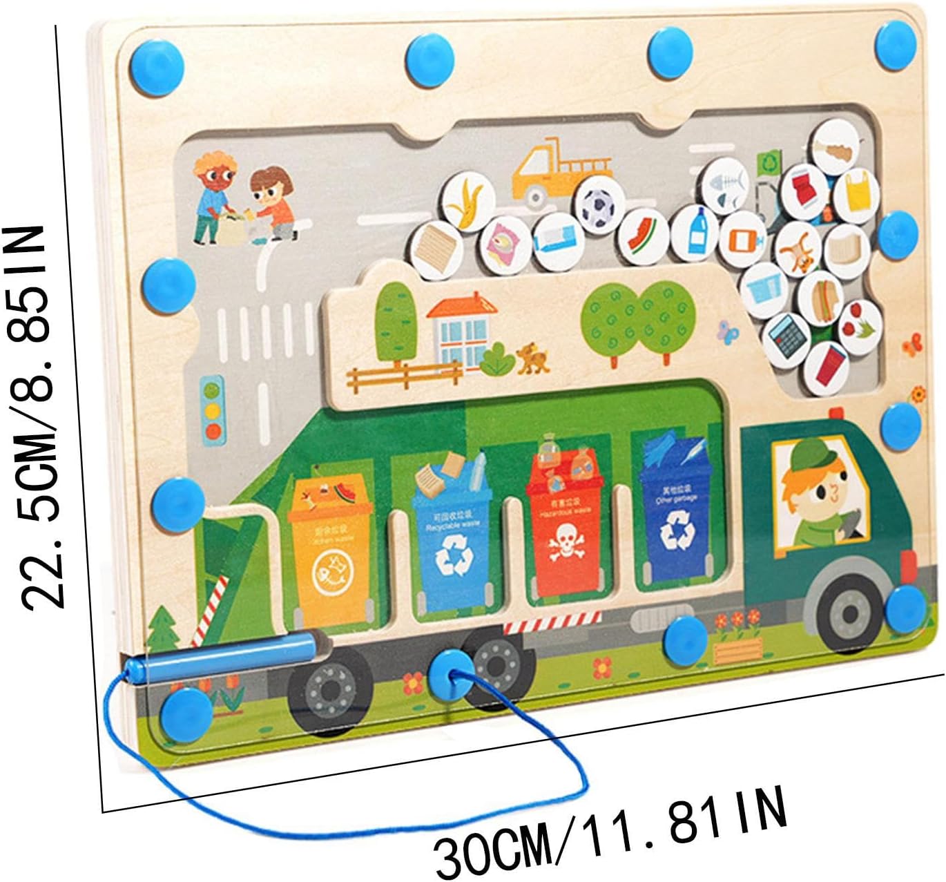 Mini Héroes del Reciclaje – Tablero Magnético de Madera para Separación de Residuos