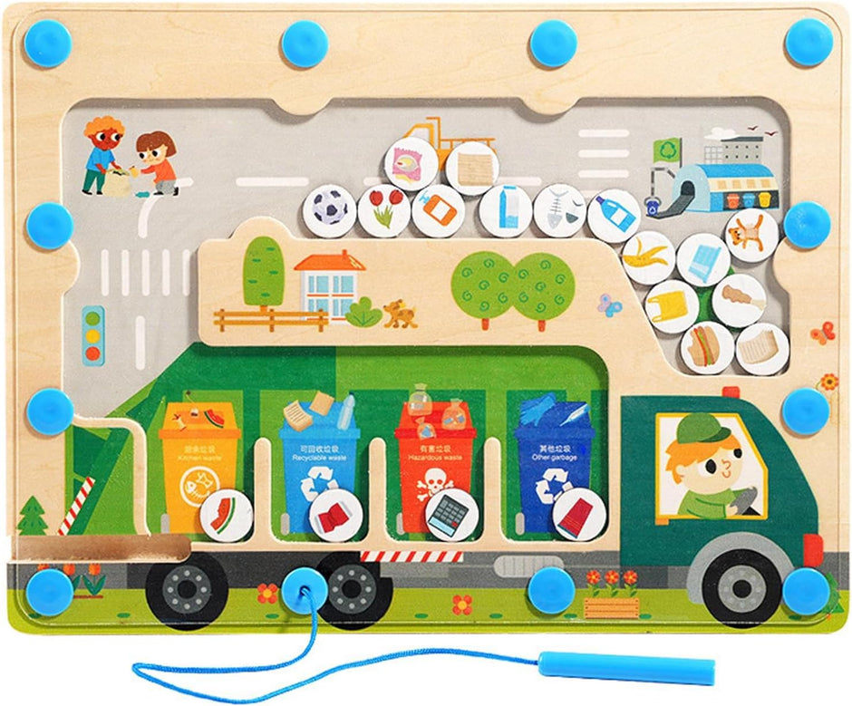 Mini Héroes del Reciclaje – Tablero Magnético de Madera para Separación de Residuos