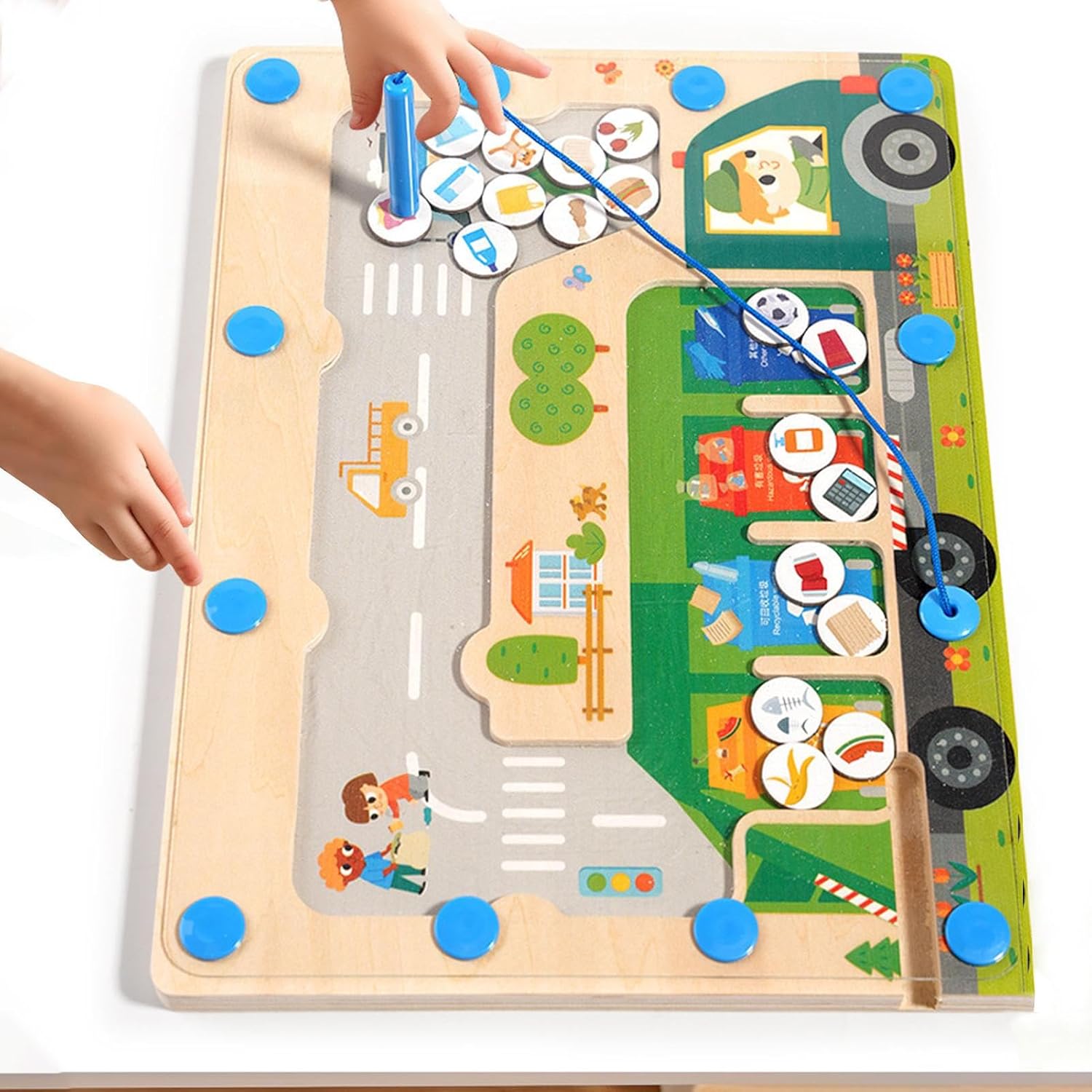 Mini Héroes del Reciclaje – Tablero Magnético de Madera para Separación de Residuos