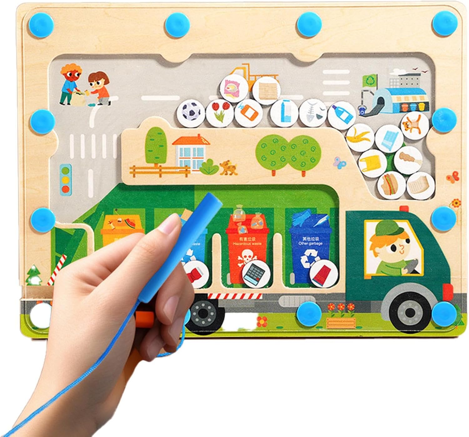 Mini Héroes del Reciclaje – Tablero Magnético de Madera para Separación de Residuos