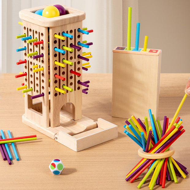 Torre de Colores Montessori “Pelotas en Equilibrio” – Juego Educativo de Madera