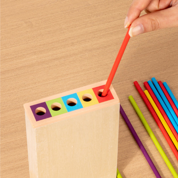 Torre de Colores Montessori “Pelotas en Equilibrio” – Juego Educativo de Madera