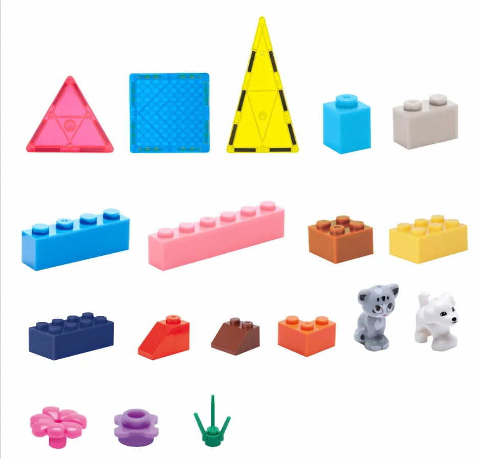 Magnetic Block Tiles – 206 piezas que combinan bloques magnéticos con piezas de construcción