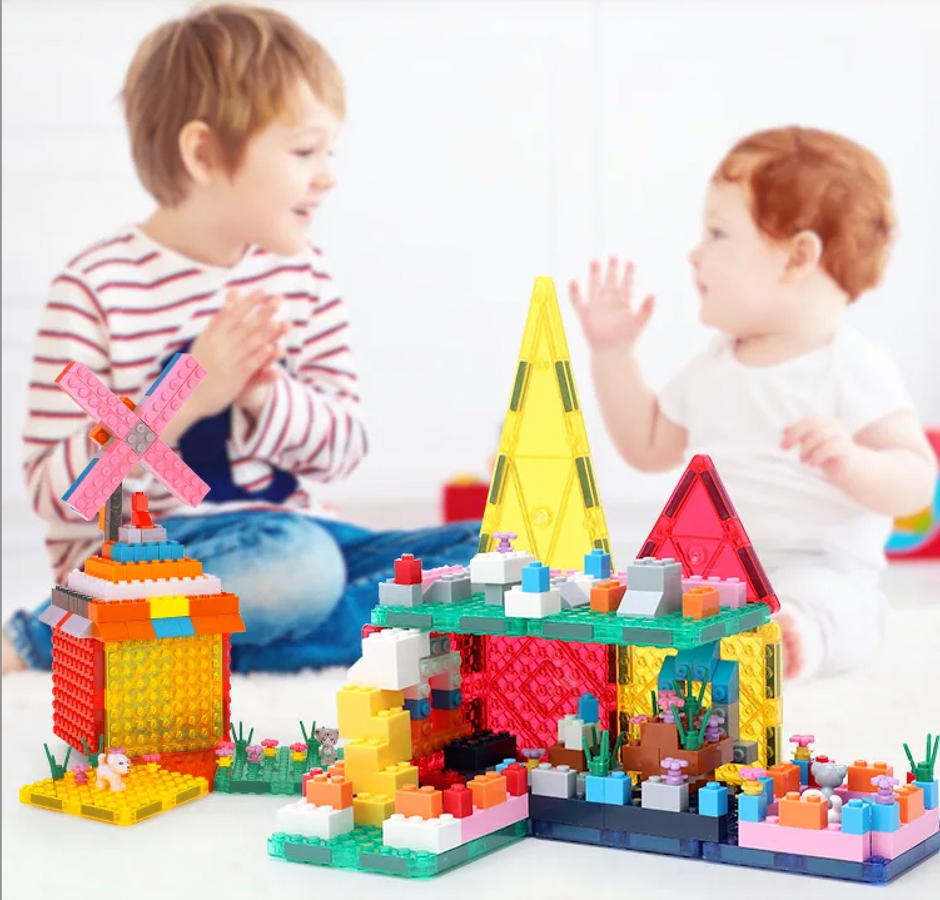 Magnetic Block Tiles – 206 piezas que combinan bloques magnéticos con piezas de construcción