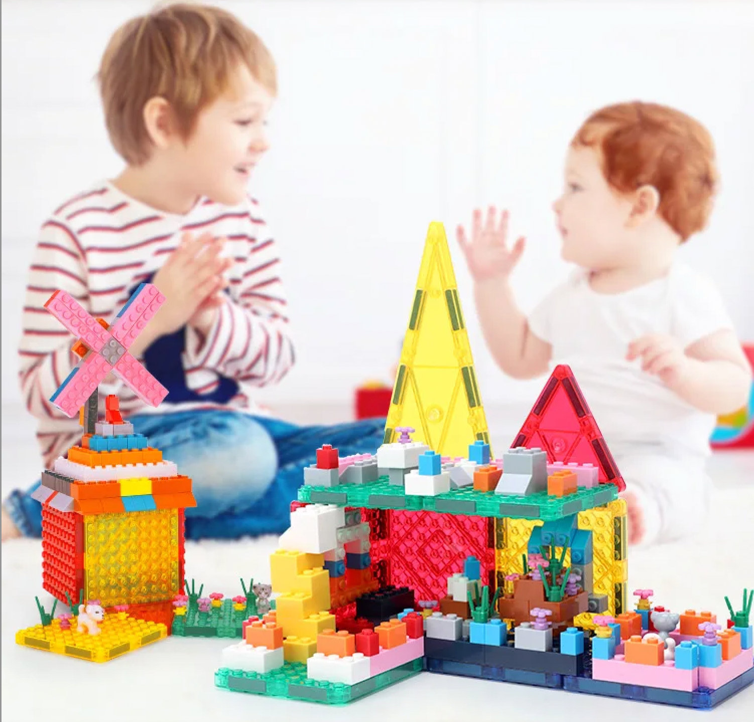 Magnetic Block Tiles – 206 piezas que combinan bloques magnéticos con piezas de construcción