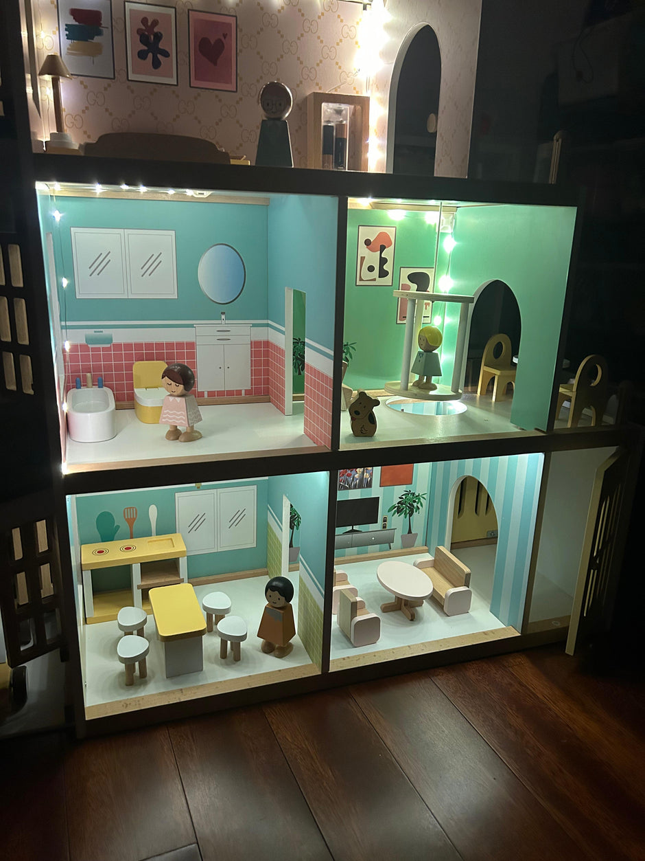 Casa de Muñecas Aurora - Casa de Muñecas Grande con Luces y Accesorios