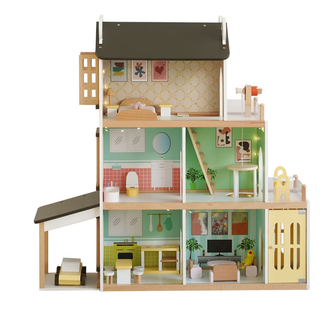 Casa de Muñecas Aurora - Casa de Muñecas Grande con Luces y Accesorios