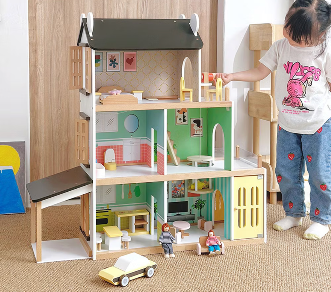 Casa de Muñecas Aurora - Casa de Muñecas Grande con Luces y Accesorios