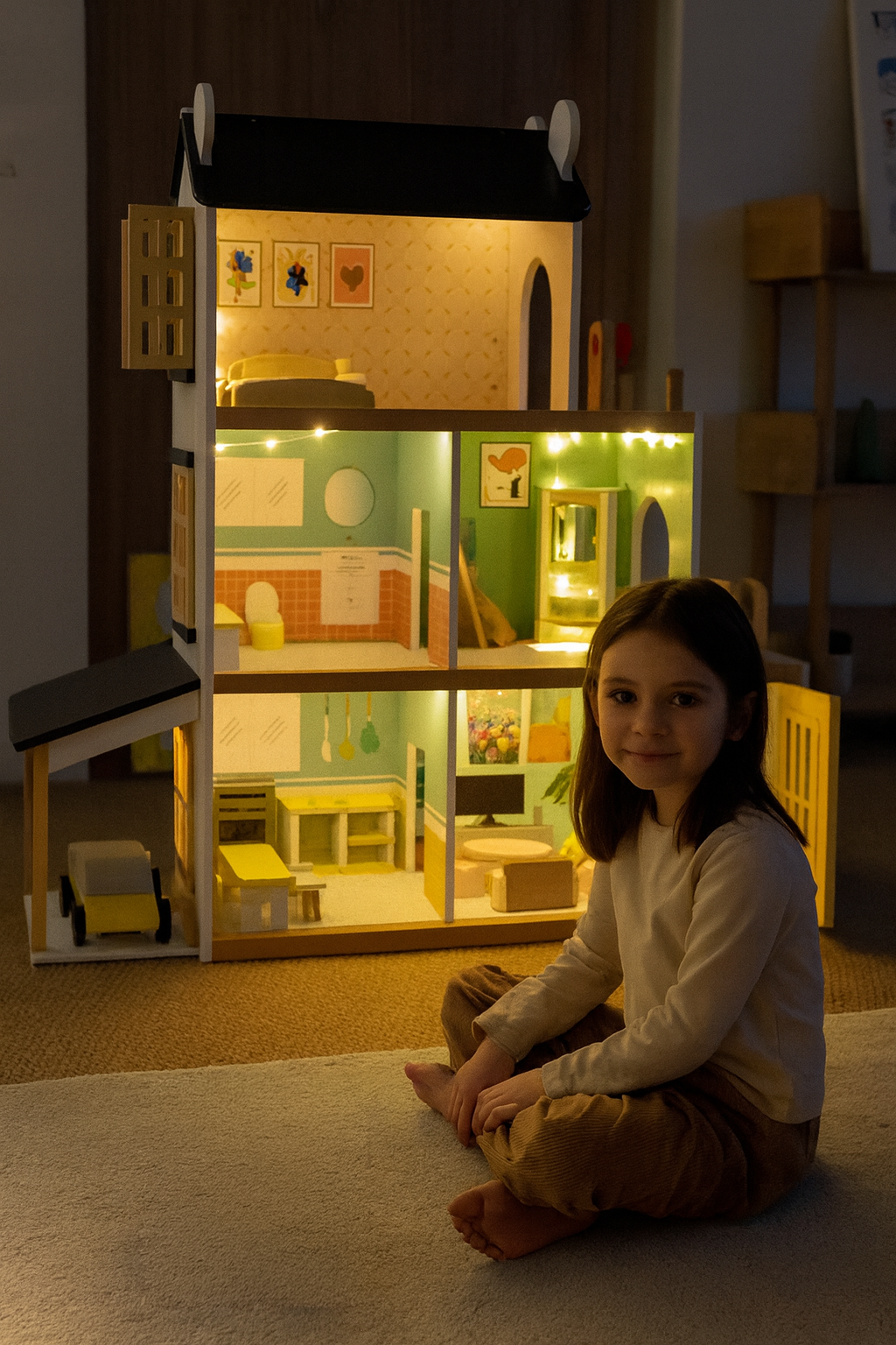 Casa de Muñecas Aurora - Casa de Muñecas Grande con Luces y Accesorios