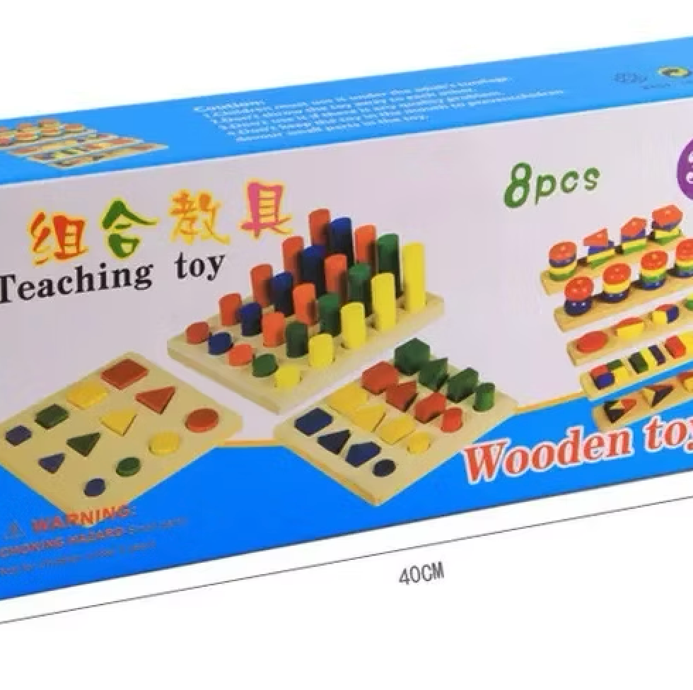 Centro de Aprendizaje 8 en 1 de Madera – Montessori de Figuras, Colores y Volúmenes