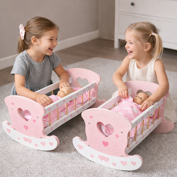 Cuna Mecedora de Madera para Muñeca – Juega, cuida y comparte con amor