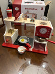 Breakfast Bar Deluxe – Desayunador de Madera con Cafetera, Tostadora y Accesorios