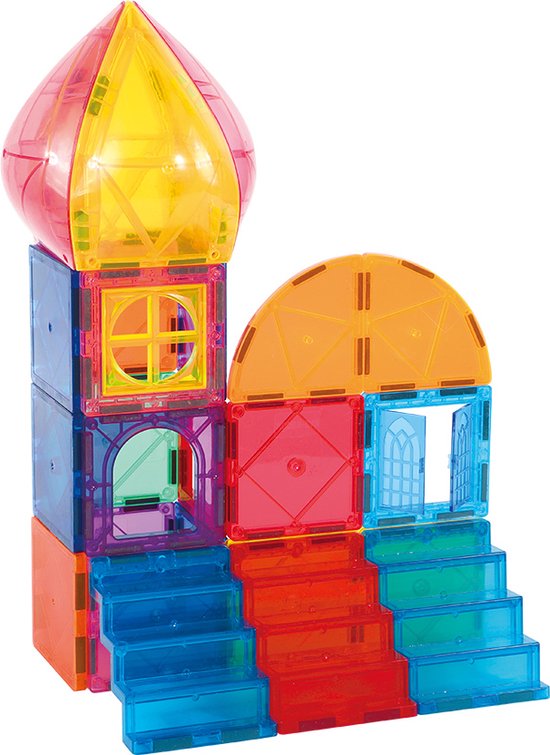 Magnetic Tiles – 18 piezas con gradas, techos y columnas para construir estructuras arquitectónicas únicas.