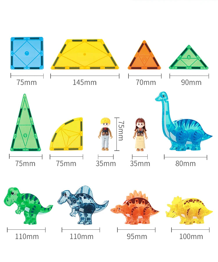 Magnetic Tiles Dino World – Construye 5 dinosaurios, estructuras y aventuras prehistóricas