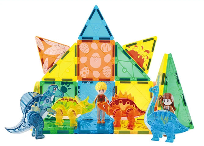 Magnetic Tiles Dino World – Construye 5 dinosaurios, estructuras y aventuras prehistóricas