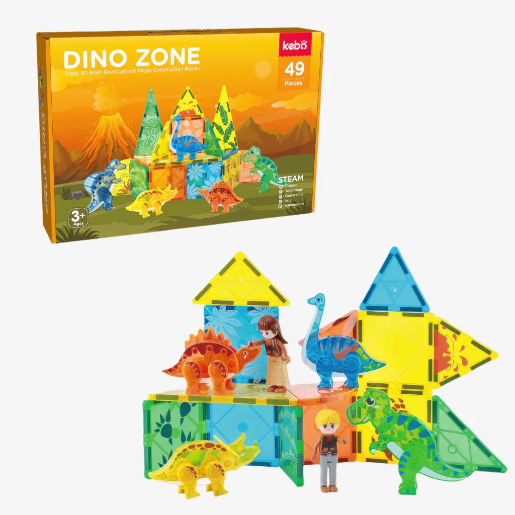 Magnetic Tiles Dino World – Construye 5 dinosaurios, estructuras y aventuras prehistóricas