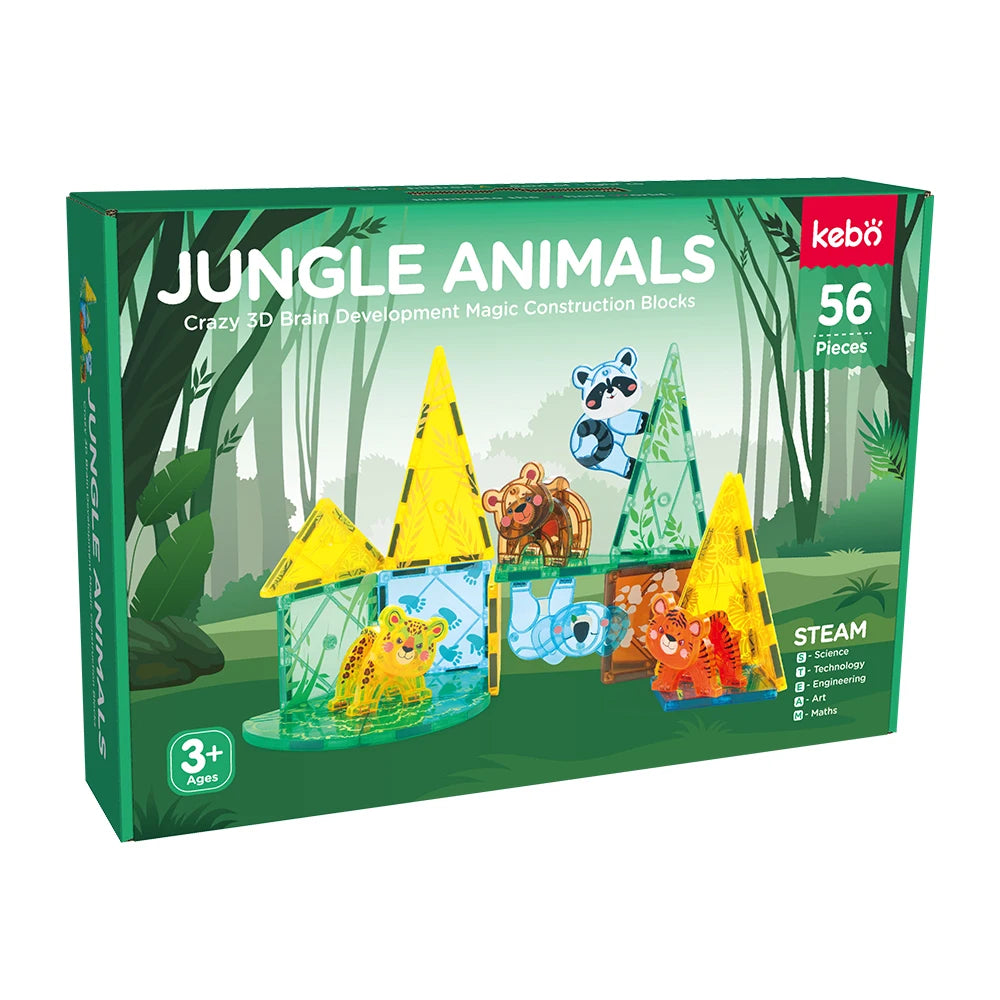Magnetic Tiles Jungle Adventure – Construye 5 animales salvajes y vive historias en la selva