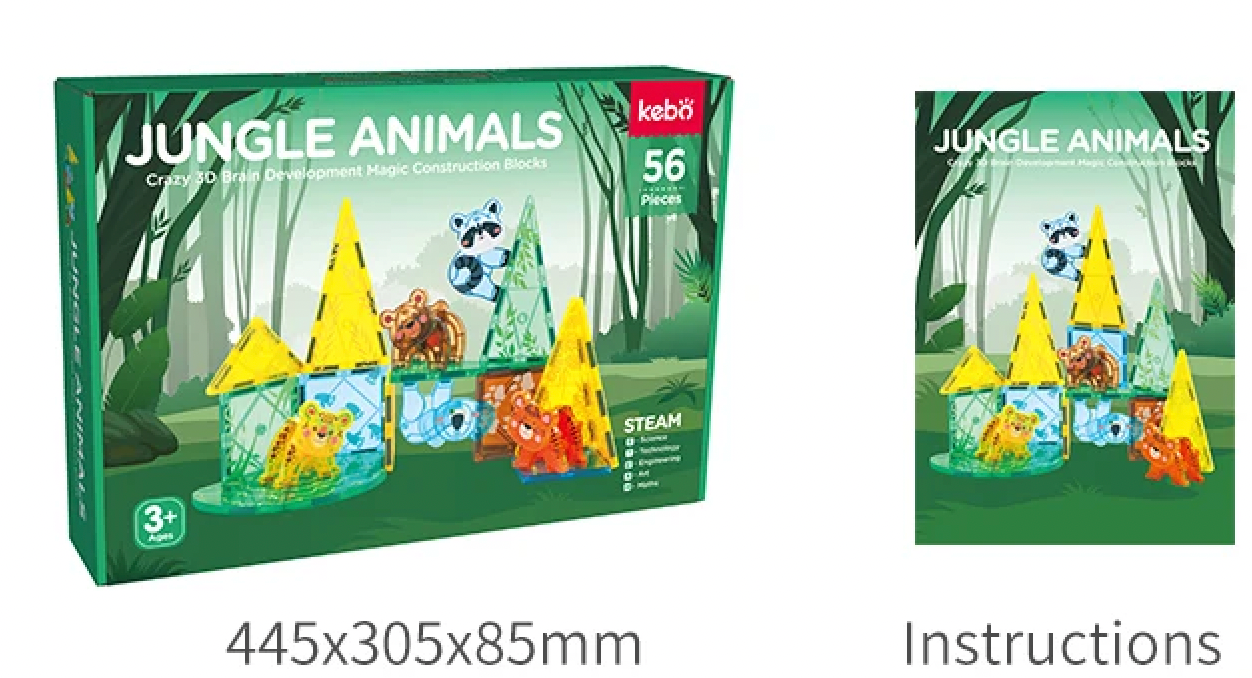 Magnetic Tiles Jungle Adventure – Construye 5 animales salvajes y vive historias en la selva