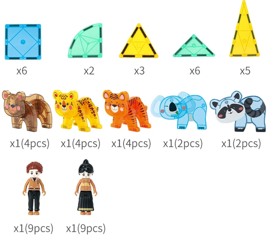 Magnetic Tiles Jungle Adventure – Construye 5 animales salvajes y vive historias en la selva