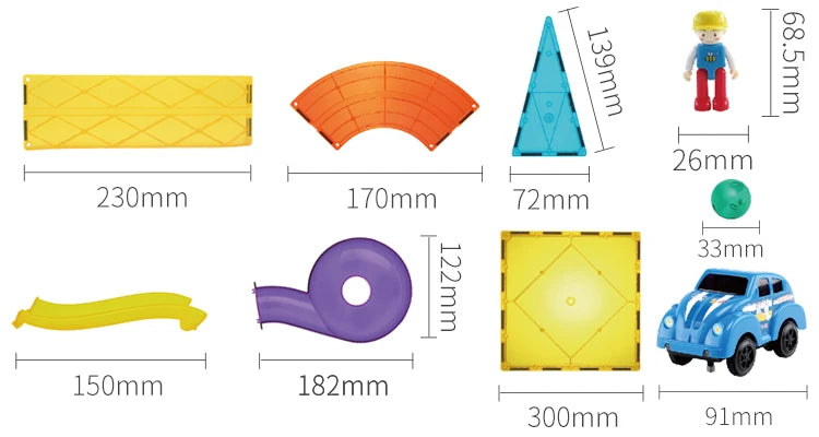 Magnetic Tiles Marble Run – 200 piezas para construir circuitos con pelotas y toboganes magnéticos