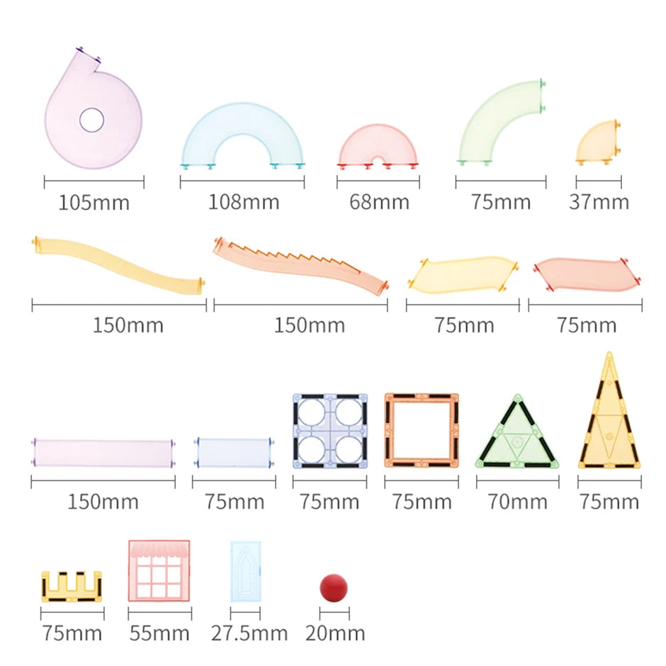 Magnetic Tiles Mini Marble Run – 108 piezas para crear toboganes y circuitos con pelotas