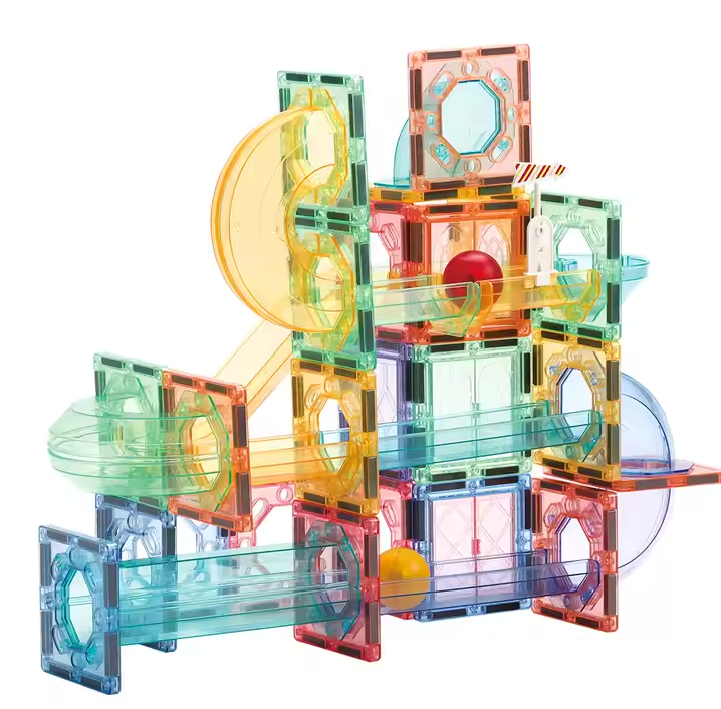 Magnetic Tiles Mini Marble Run – 108 piezas para crear toboganes y circuitos con pelotas