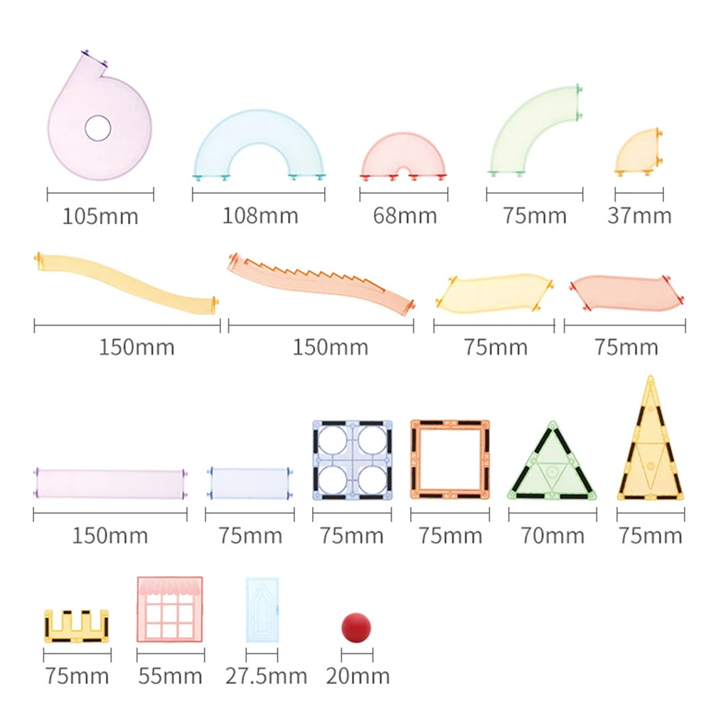 Magnetic Tiles Mini Marble Run – 108 piezas para crear toboganes y circuitos con pelotas
