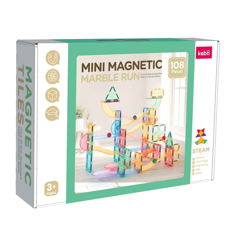 Magnetic Tiles Mini Marble Run – 108 piezas para crear toboganes y circuitos con pelotas