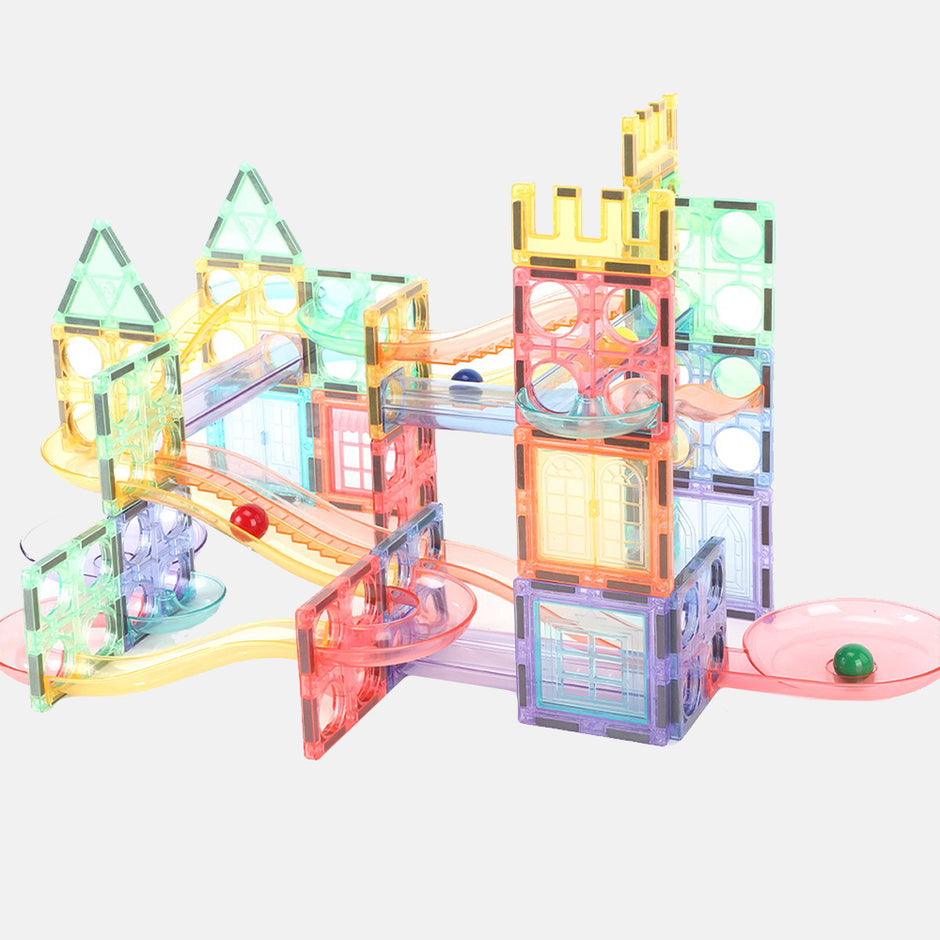 Magnetic Tiles Mini Marble Run – 108 piezas para crear toboganes y circuitos con pelotas