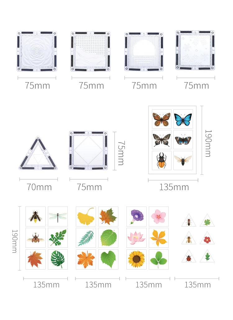 Magnetic Tiles Nature Edition – 35 piezas con flores, mariposas y hojas para construir con inspiración natural
