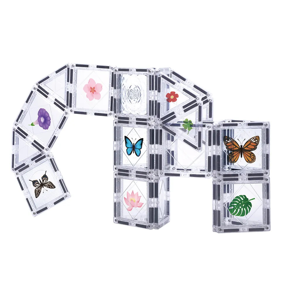 Magnetic Tiles Nature Edition – 35 piezas con flores, mariposas y hojas para construir con inspiración natural