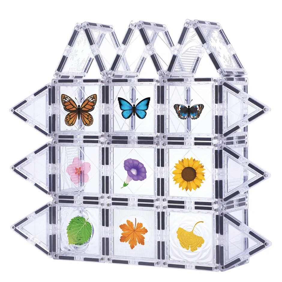 Magnetic Tiles Nature Edition – 35 piezas con flores, mariposas y hojas para construir con inspiración natural
