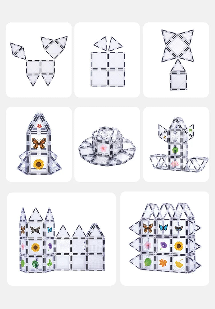 Magnetic Tiles Nature Edition – 35 piezas con flores, mariposas y hojas para construir con inspiración natural