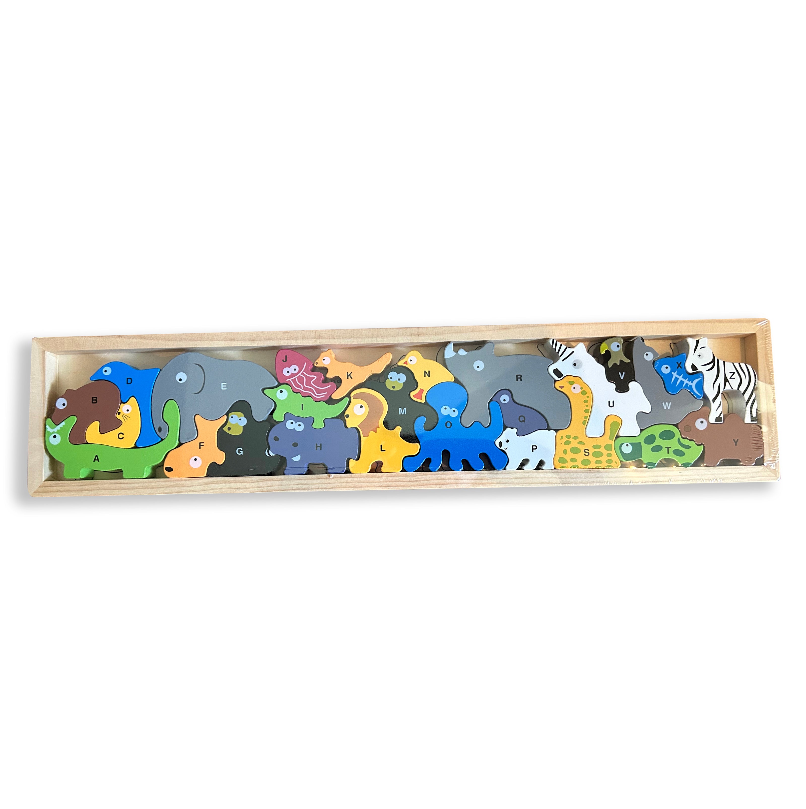 Safari de Letras – Puzzle de Animales Abecedario en Madera