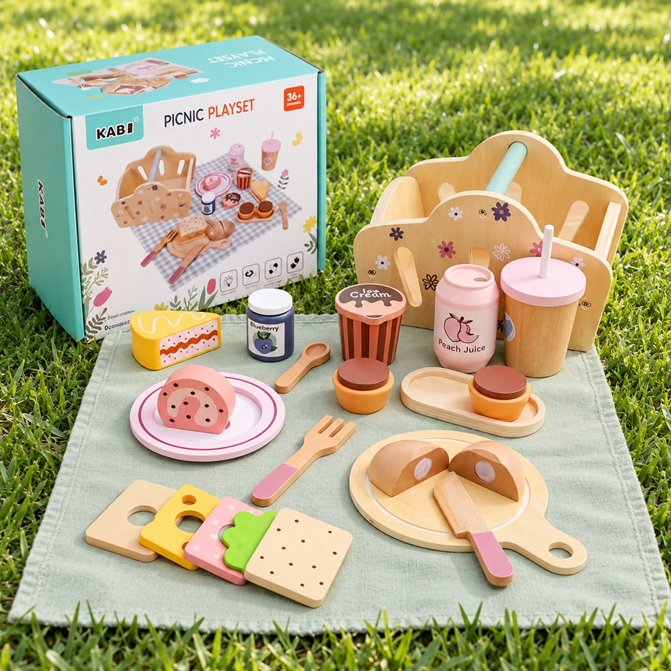 Set de Picnic de Madera Jardín de Flores