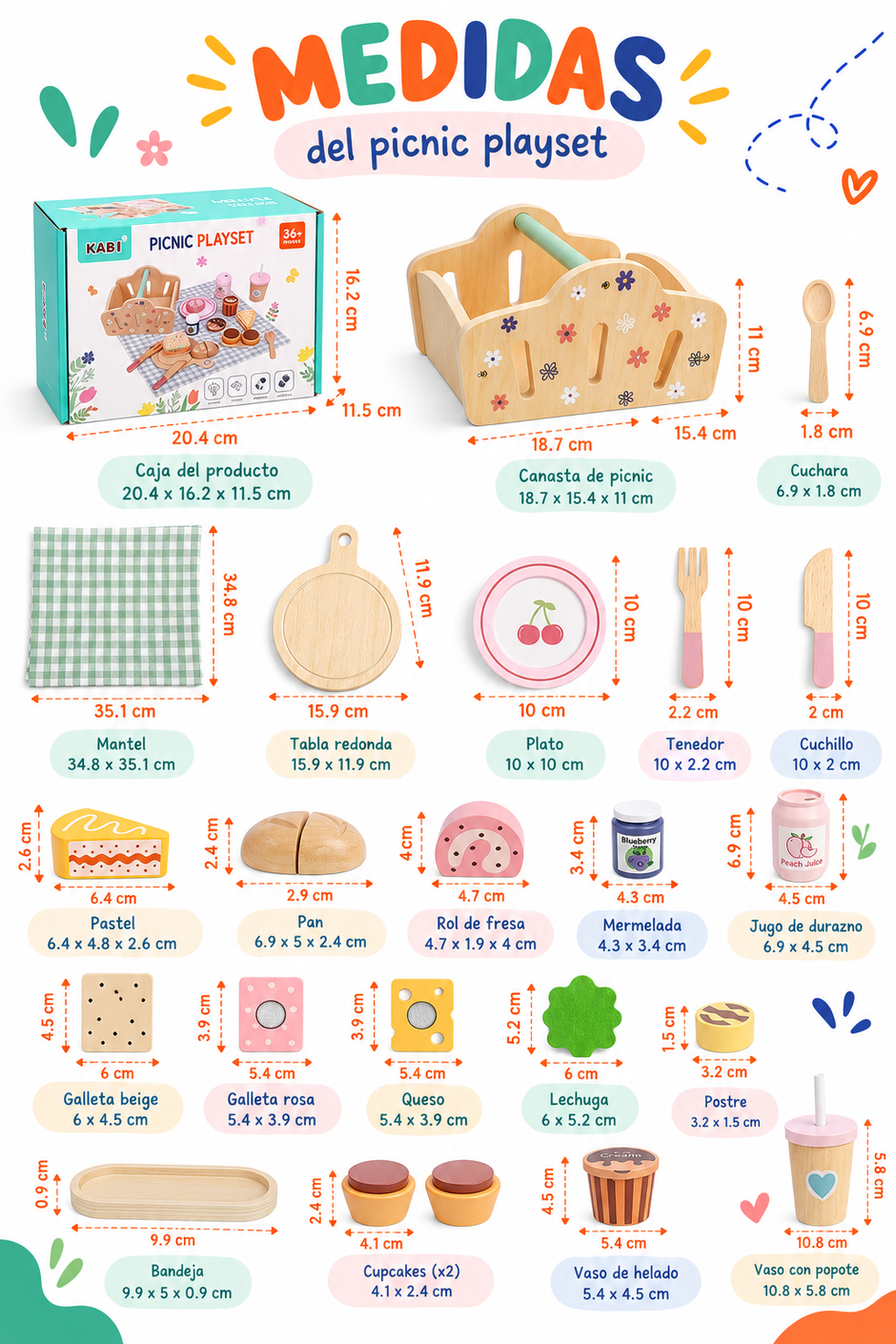 Set de Picnic de Madera Jardín de Flores
