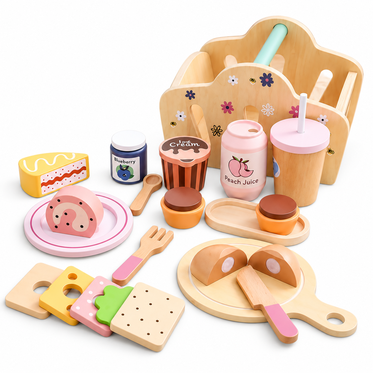 Set de Picnic de Madera Jardín de Flores