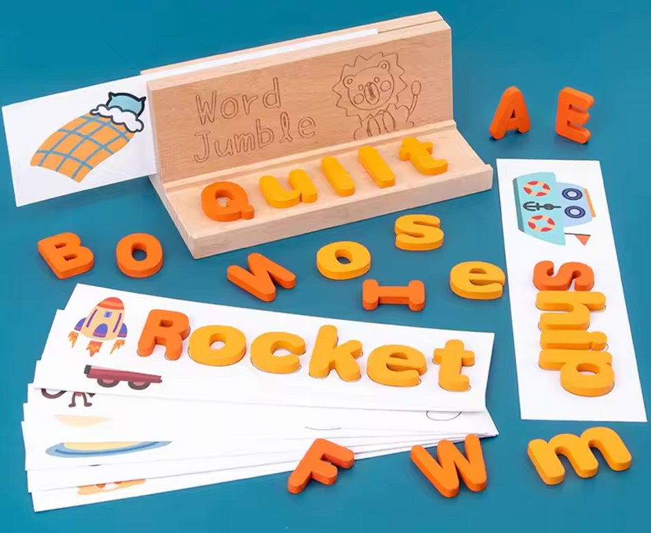 Palabras Mágicas: Juego de Spelling con Letras de Madera