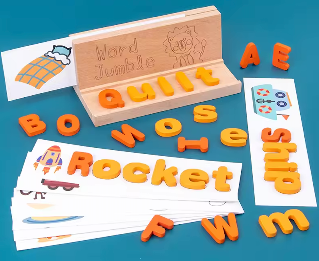 Palabras Mágicas: Juego de Spelling con Letras de Madera