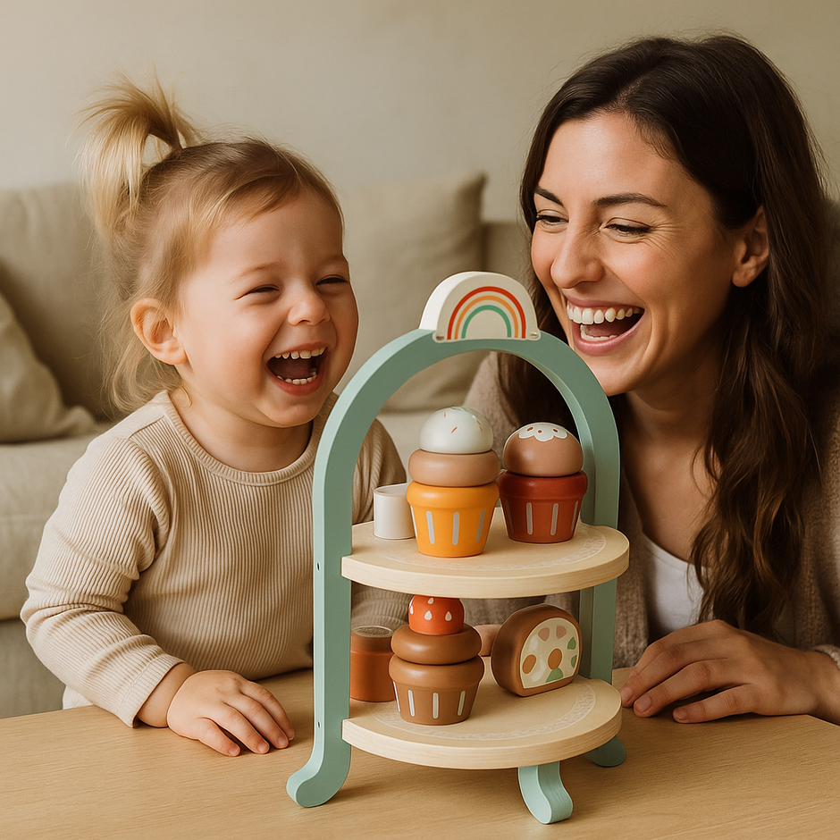 Torre de Postres de Madera - Torre Arcoíris Dulce