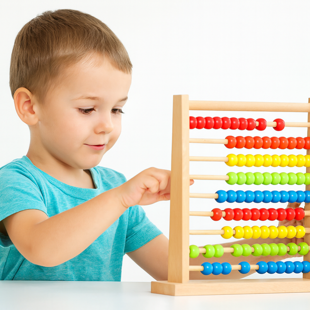 Descubre las matemáticas jugando: Ábaco de madera con colores vivos