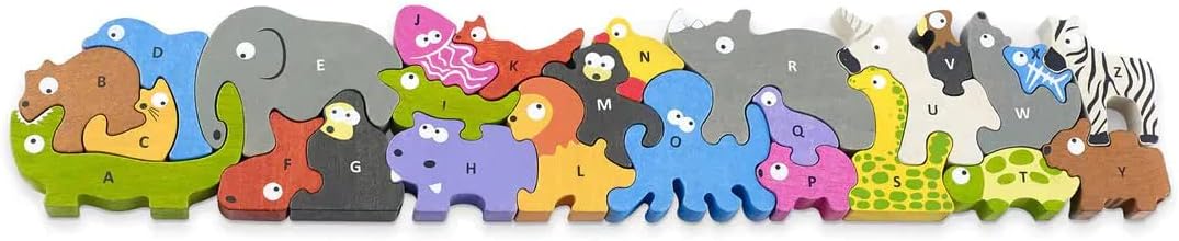 Safari de Letras – Puzzle de Animales Abecedario en Madera