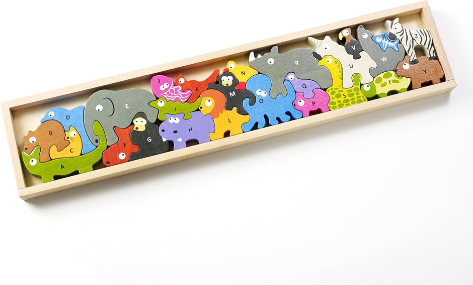 Safari de Letras – Puzzle de Animales Abecedario en Madera